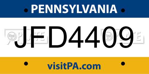 JFD4409 Pennsylvania License Plate