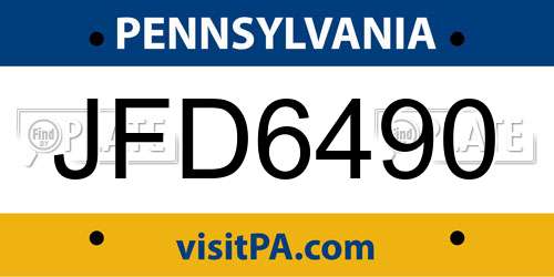 JFD6490 Pennsylvania License Plate