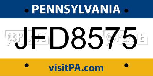 JFD8575 Pennsylvania License Plate