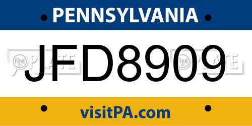 JFD8909 Pennsylvania License Plate