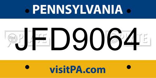JFD9064 Pennsylvania License Plate