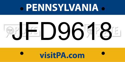 JFD9618 Pennsylvania License Plate
