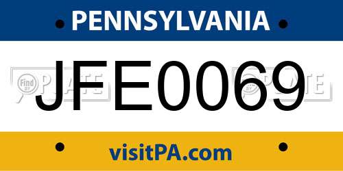 JFE0069 Pennsylvania License Plate