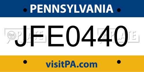 JFE0440 Pennsylvania License Plate