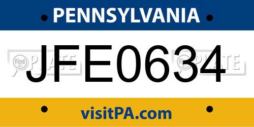 JFE0634 Pennsylvania License Plate
