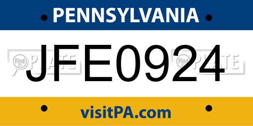 JFE0924 Pennsylvania License Plate