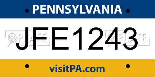 JFE1243 Pennsylvania License Plate