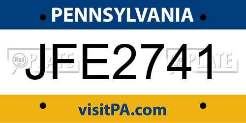 JFE2741 Pennsylvania License Plate