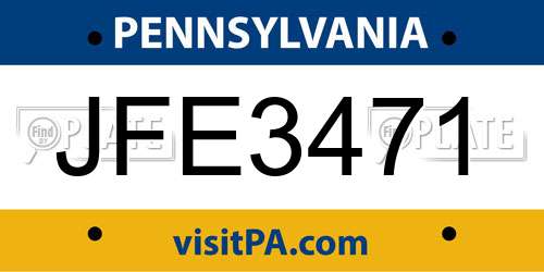 JFE3471 Pennsylvania License Plate