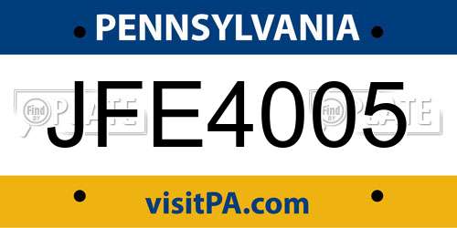 JFE4005 Pennsylvania License Plate