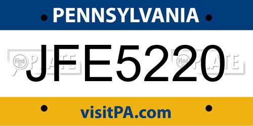 JFE5220 Pennsylvania License Plate