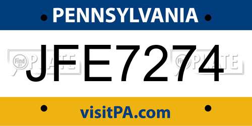 JFE7274 Pennsylvania License Plate