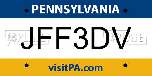 JFF3DV Pennsylvania License Plate