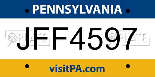 JFF4597 Pennsylvania License Plate