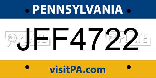 JFF4722 Pennsylvania License Plate