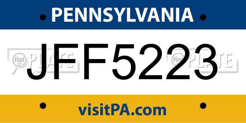 JFF5223 Pennsylvania License Plate