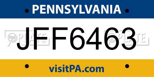 JFF6463 Pennsylvania License Plate