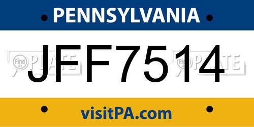JFF7514 Pennsylvania License Plate