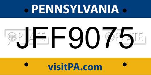 JFF9075 Pennsylvania License Plate