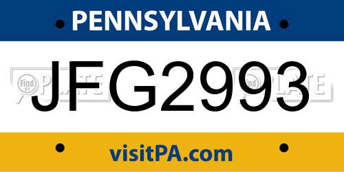 JFG2993 Pennsylvania License Plate