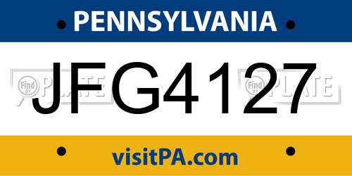 JFG4127 Pennsylvania License Plate