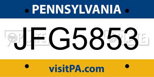 JFG5853 Pennsylvania License Plate
