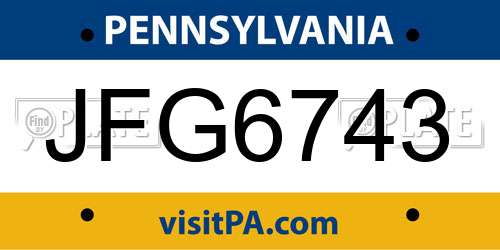 JFG6743 Pennsylvania License Plate