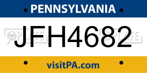 JFH4682 Pennsylvania License Plate