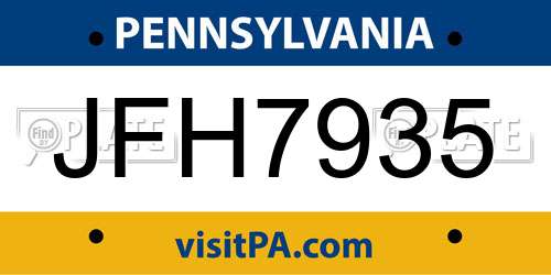 JFH7935 Pennsylvania License Plate