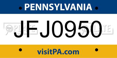 JFJ0950 Pennsylvania License Plate