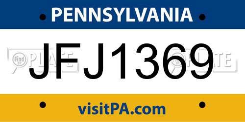 JFJ1369 Pennsylvania License Plate