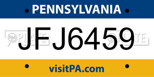 JFJ6459 Pennsylvania License Plate