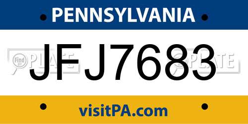 JFJ7683 Pennsylvania License Plate