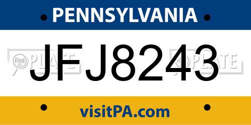 JFJ8243 Pennsylvania License Plate