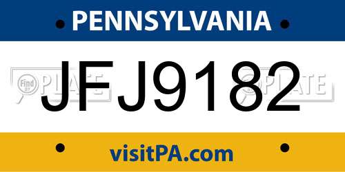 JFJ9182 Pennsylvania License Plate
