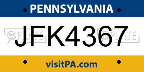 JFK4367 Pennsylvania License Plate