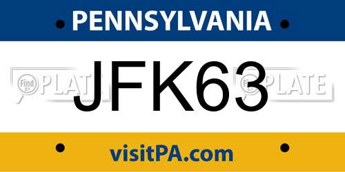 JFK63 Pennsylvania License Plate