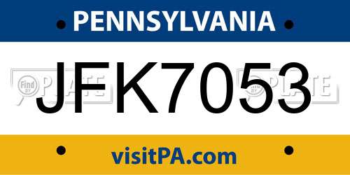 JFK7053 Pennsylvania License Plate