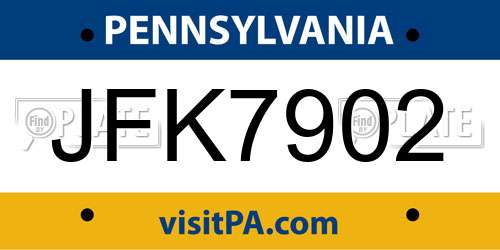 JFK7902 Pennsylvania License Plate