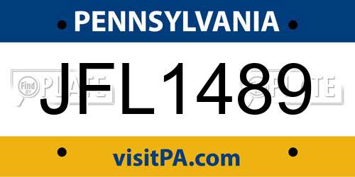 JFL1489 Pennsylvania License Plate