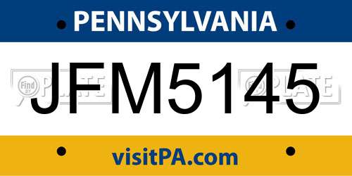 JFM5145 Pennsylvania License Plate