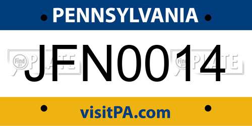 JFN0014 Pennsylvania License Plate
