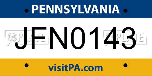 JFN0143 Pennsylvania License Plate