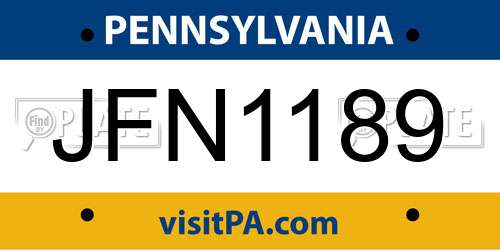 JFN1189 Pennsylvania License Plate