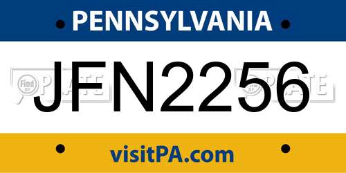 JFN2256 Pennsylvania License Plate