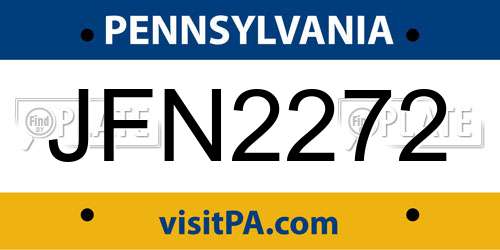 JFN2272 Pennsylvania License Plate