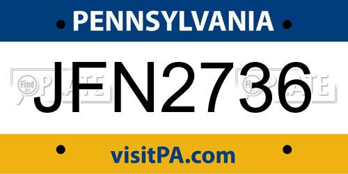 JFN2736 Pennsylvania License Plate