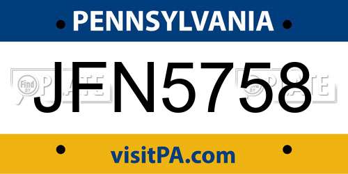 JFN5758 Pennsylvania License Plate