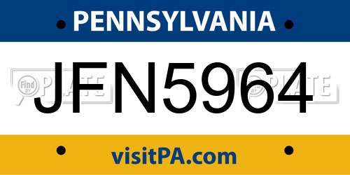 JFN5964 Pennsylvania License Plate