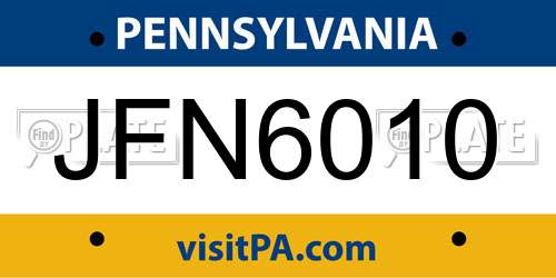 JFN6010 Pennsylvania License Plate